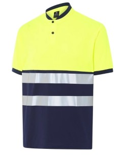ALTA VISIBILIDAD  POLO MANGA CORTA COMBINADO 130 gr 04766 07 MARINO