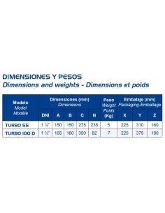 Bomba sumergible 1Cv, TURBO 100 D