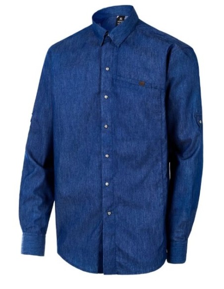 CAMISA DENIM CIERRE BROCHES BOLSILLO PECHO 02034 534 AZUL