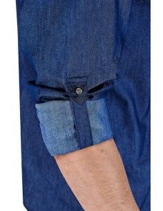 CAMISA DENIM CIERRE BROCHES BOLSILLO PECHO 02034 534 AZUL