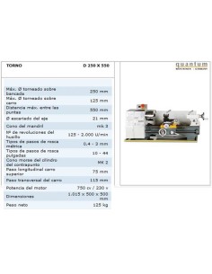 Torno 250x550 tu2406 "oferta"