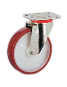 RUEDA GIRATORIA POLIURETANO,SOPORTE INOX, NLX