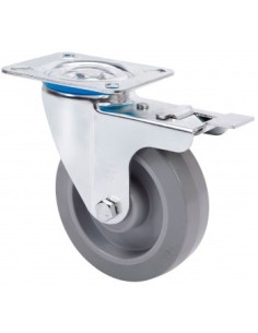 RUEDA GIRATORIA+FRENO ZV GOMA ELASTICA.GRIS PGR E