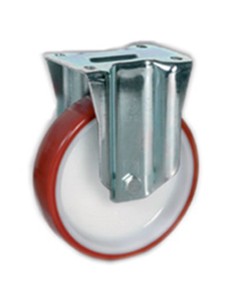 RUEDA POLIURETANO, SOPORTE FIJO INOX. NLX