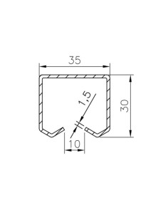 Rail Rollapar Simple U-30 ALUMINIO (a 3000mm)