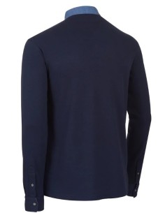 POLO INTERLOCK MANGA LARGA, CUELLO DENIM BOLSO PECHO 04825 07 MARINO