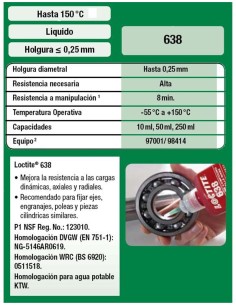 LOCTITE 638 FIJADOR 250 ml LOCTITE 638 FIJADOR 250 ml