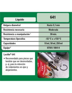 LOCTITE 641 RETENEDOR 250 ml. LOCTITE 641 RETENEDOR 250 ml.