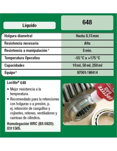 LOCTITE 648 RETENEDOR 50 ml. LOCTITE 648 RETENEDOR 50 ml.