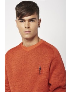 JERSEY REGULAR FIT, CUELLO REDONDO, REFUERZOS 04823 423 ROJO LAVA