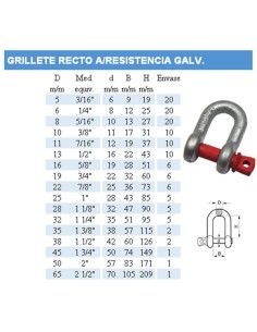 Grillete recto galv. a/resist. 330 kg. 05