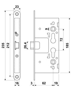 Cerradura para puerta cortafuego 9113-65-72 inox (cf6ersr9z)