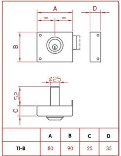 CERRADURA SOBREPONER 11/08   JIS