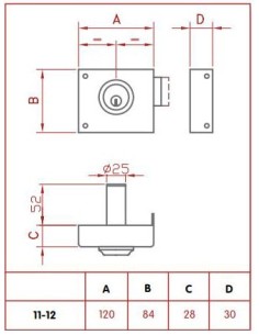 CERRADURA SOBREPONER 11/12   JIS