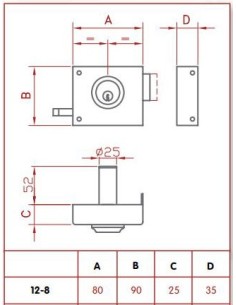 CERRADURA SOBREPONER 12/08   JIS