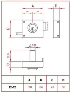 CERRADURA SOBREPONER 12/12   JIS