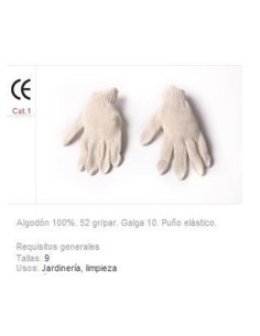 Guante algodon puño elast. nº 17 - Ferretería Aubert